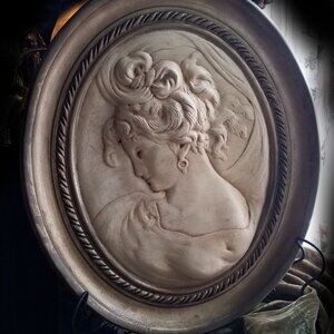 Vintage Alexander Backer Chalkware Greek/Roman Classical Cameo Large Wall Plaque